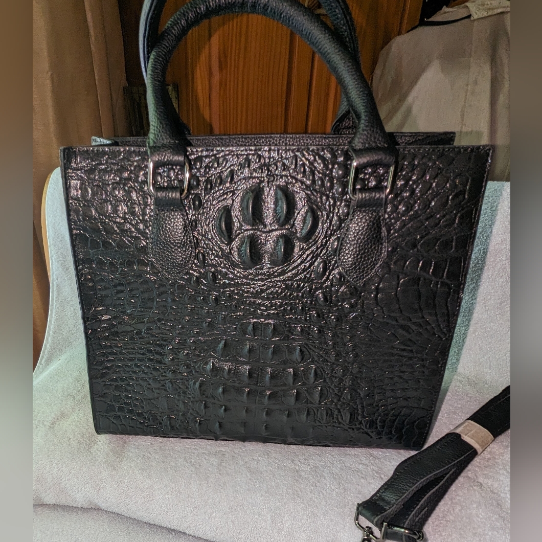 Black Crocodile Genuine Leather Handbag